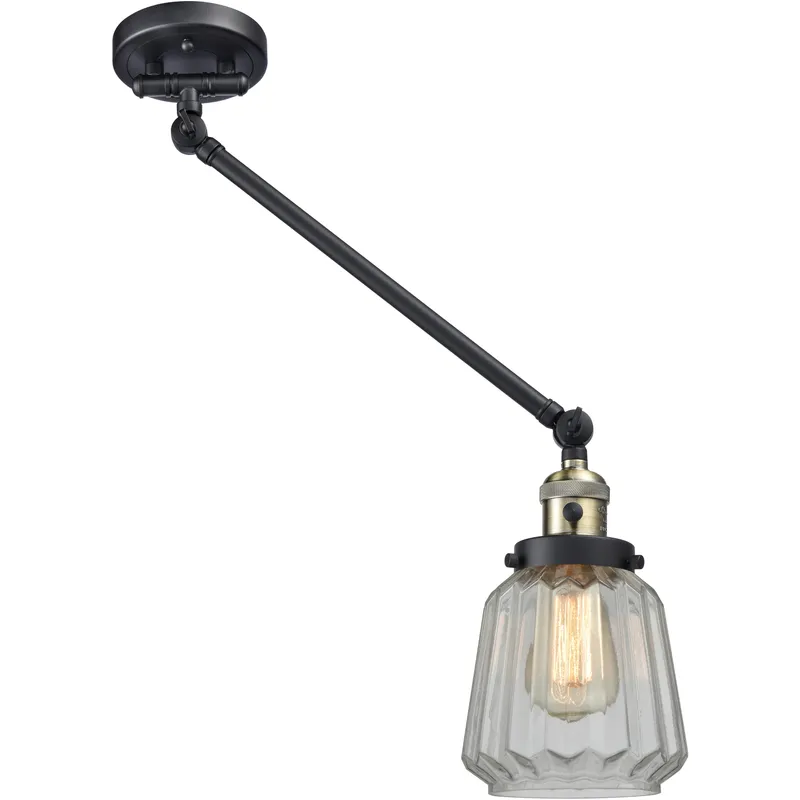 Chatham 35 inch 60.00 watt Black Antique Brass Swing Arm Wall Light, Franklin Restoration