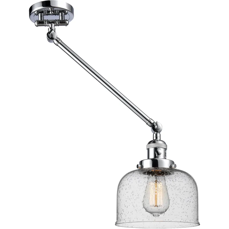 Large Bell 21 inch 60.00 watt Polished Chrome Swing Arm Wall Light, Franklin Restoration