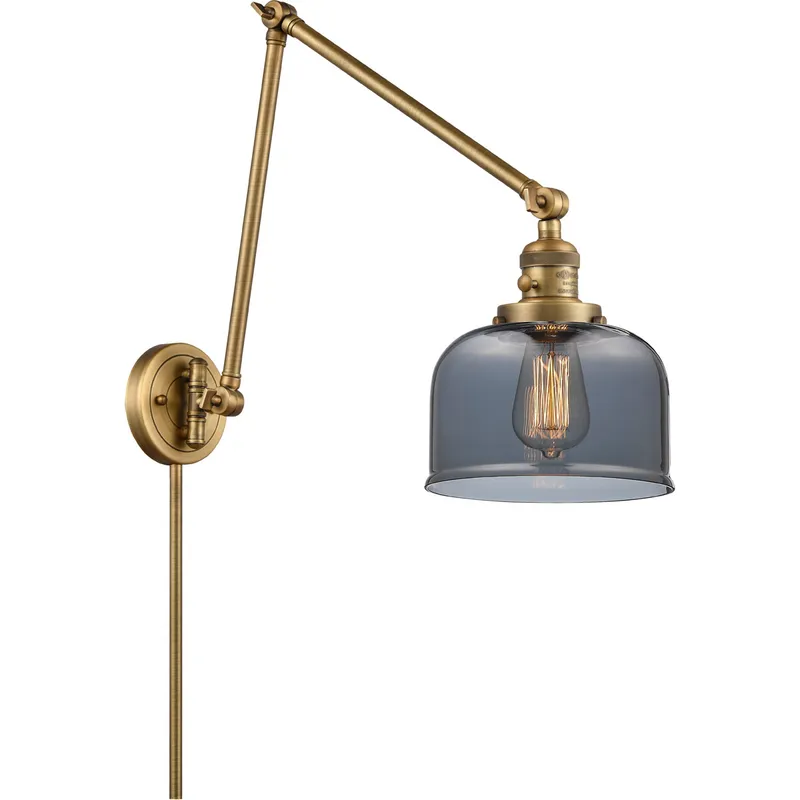 Large Bell 30 inch 3.50 watt Brushed Brass Swing Arm Wall Light, Franklin Restoration