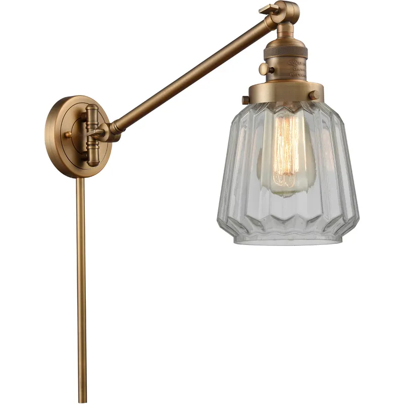 Chatham 35 inch 60.00 watt Brushed Brass Swing Arm Wall Light, Franklin Restoration