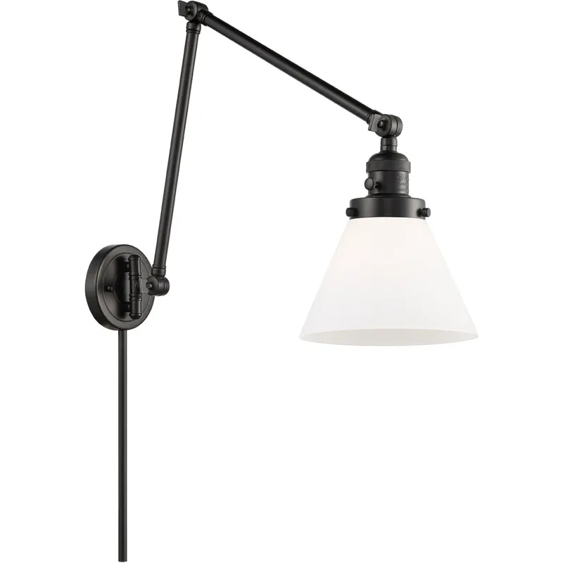 Large Cone 30 inch 3.50 watt Matte Black Swing Arm Wall Light, Franklin Restoration
