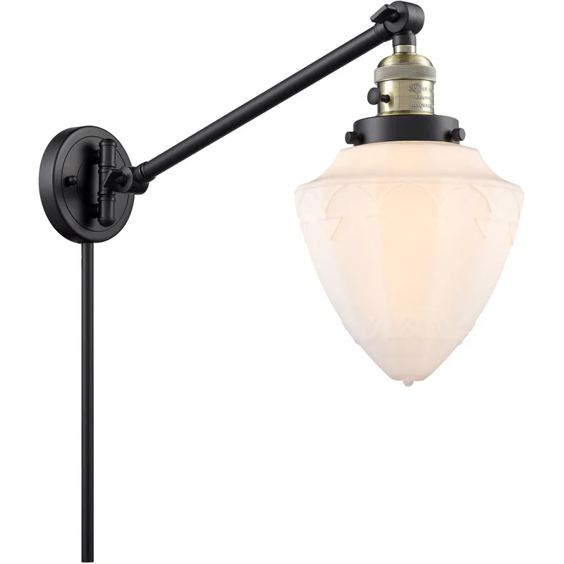 Franklin Restoration Bullet 20 inch 60.00 watt Black Antique Brass Swing Arm Wall Light