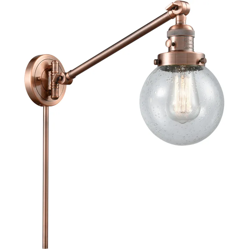 Beacon 21 inch 60.00 watt Antique Copper Swing Arm Wall Light, Franklin Restoration
