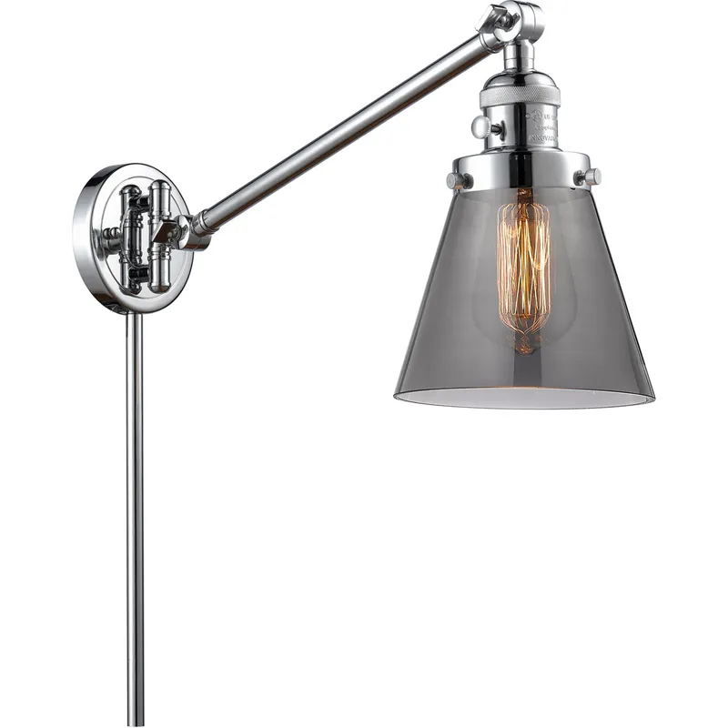 Small Cone 21 inch 3.50 watt Polished Chrome Swing Arm Wall Light, Franklin Restoration