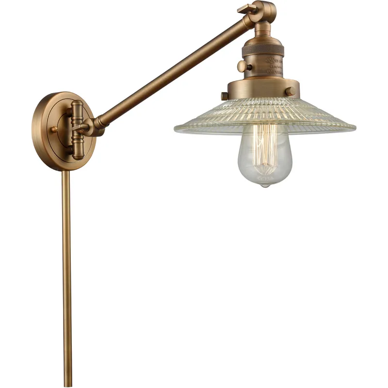Halophane 21 inch 3.50 watt Brushed Brass Swing Arm Wall Light, Franklin Restoration