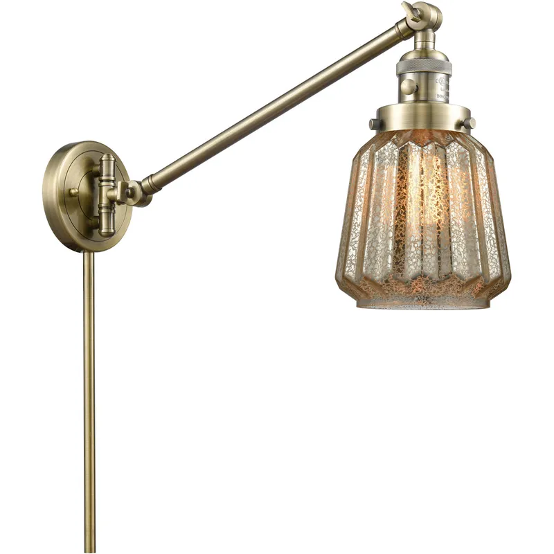 Chatham 35 inch 60.00 watt Antique Brass Swing Arm Wall Light, Franklin Restoration
