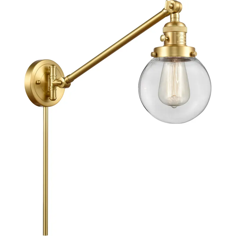 Beacon 21 inch 60.00 watt Satin Gold Swing Arm Wall Light, Franklin Restoration