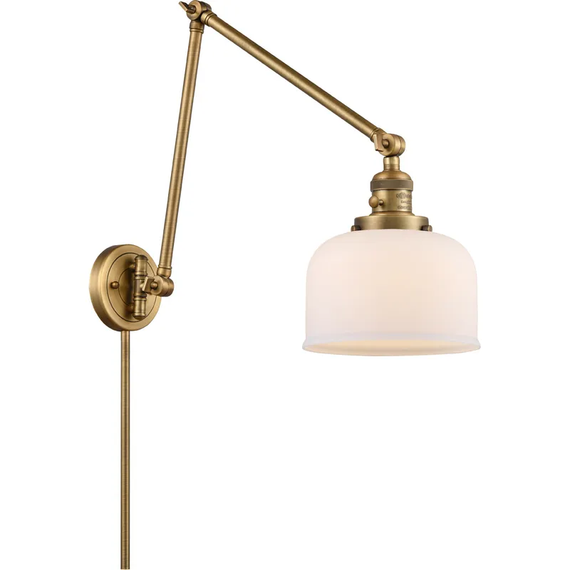 Large Bell 30 inch 3.50 watt Brushed Brass Swing Arm Wall Light, Franklin Restoration