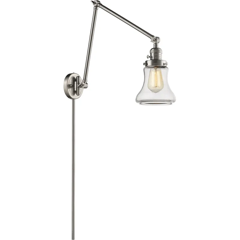Bellmont 30 inch 3.5 watt Satin Nickel Swing Arm Wall Light in Brushed Satin Nickel, Clear Glass, Franklin Restoration