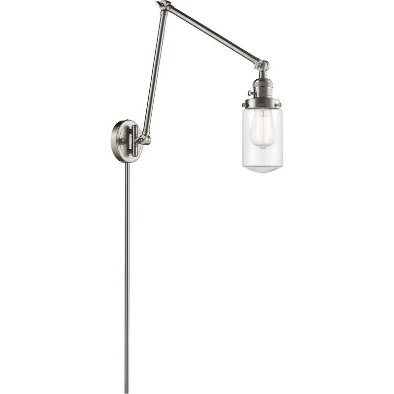 Dover 30 inch 3.50 watt Satin Nickel Swing Arm Wall Light, Franklin Restoration