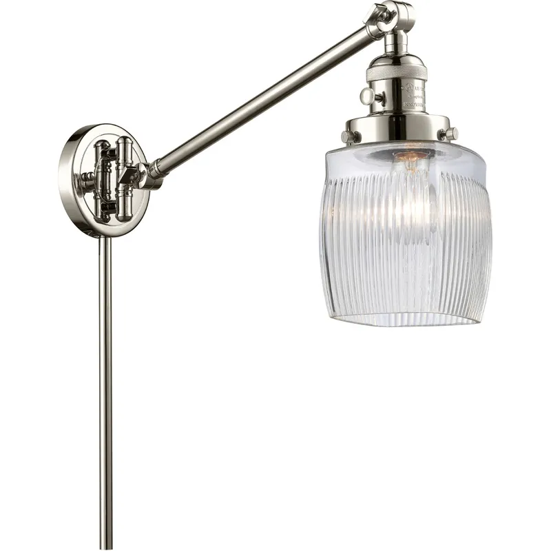 Colton 30 inch 3.50 watt Polished Nickel Swing Arm Wall Light, Franklin Restoration