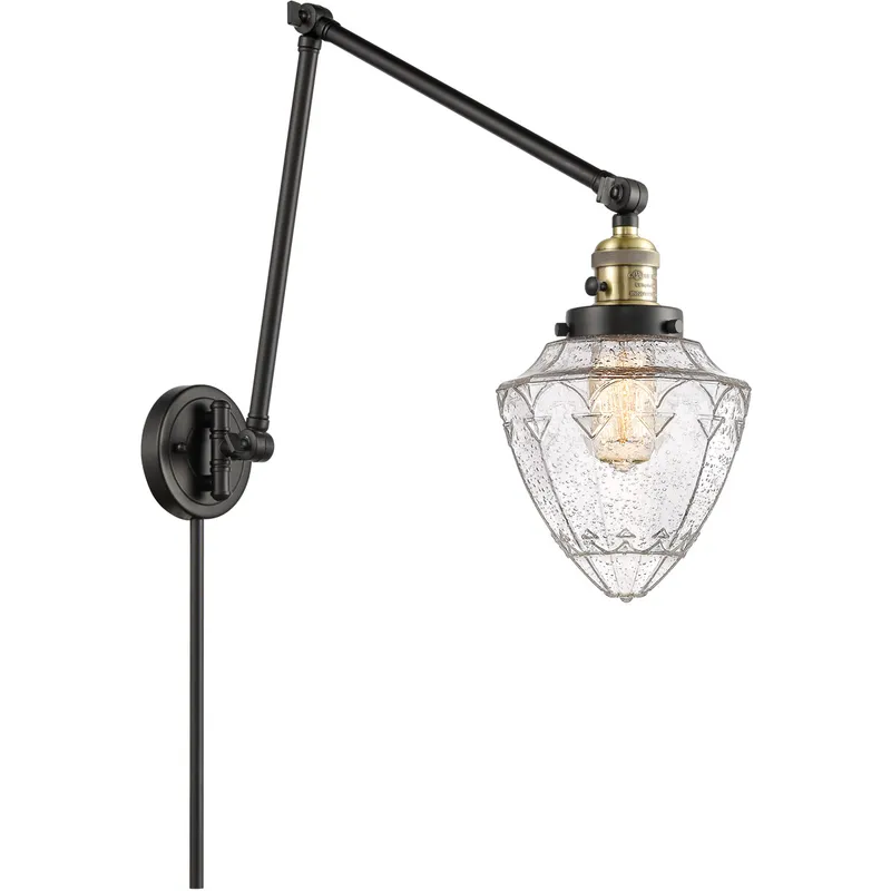 Franklin Restoration Bullet 32 inch 60.00 watt Black Antique Brass Swing Arm Wall Light
