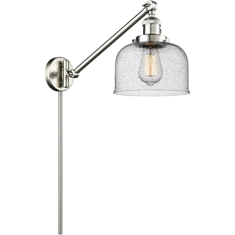 Large Bell 21 inch 3.50 watt Satin Nickel Swing Arm Wall Light, Franklin Restoration
