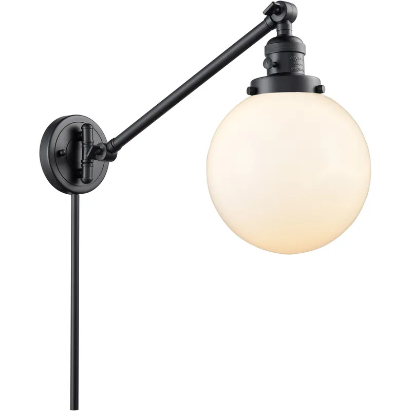 Large Beacon 21 inch 60.00 watt Matte Black Swing Arm Wall Light, Franklin Restoration
