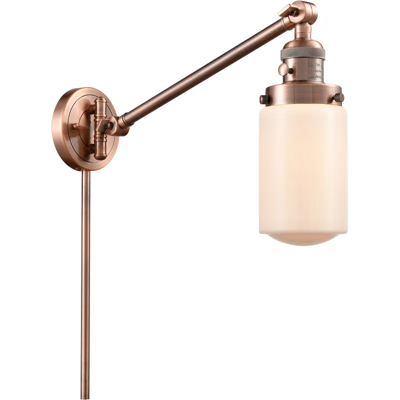 Dover 30 inch 60.00 watt Antique Copper Swing Arm Wall Light, Franklin Restoration