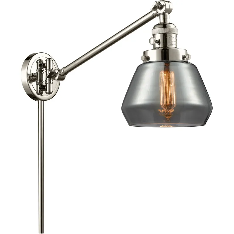 Fulton 35 inch 3.50 watt Polished Nickel Swing Arm Wall Light, Franklin Restoration