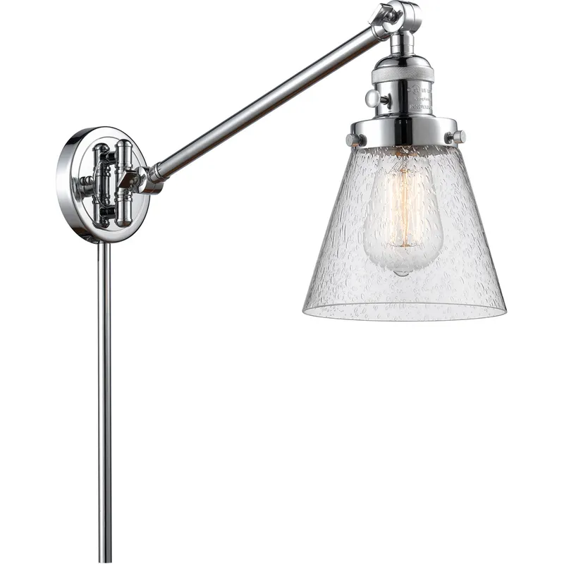 Small Cone 21 inch 3.50 watt Polished Chrome Swing Arm Wall Light, Franklin Restoration