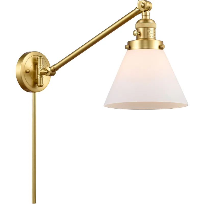 Large Cone 30 inch 60.00 watt Satin Gold Swing Arm Wall Light, Franklin Restoration
