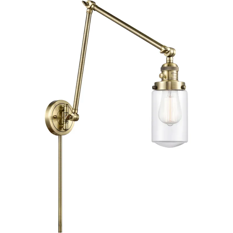 Dover 30 inch 3.50 watt Antique Brass Swing Arm Wall Light, Franklin Restoration