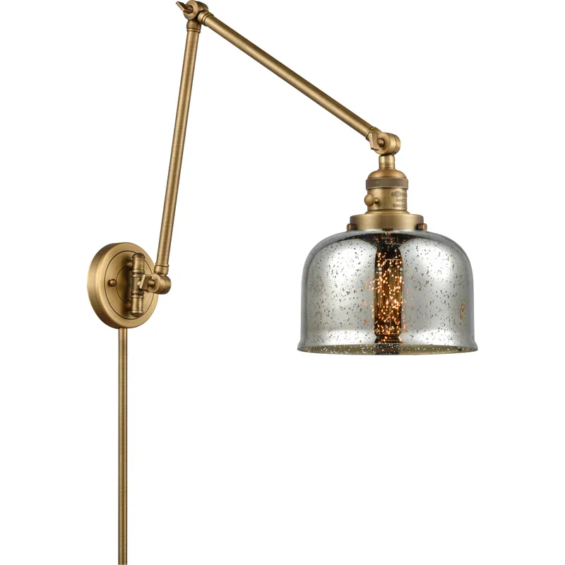 Large Bell 30 inch 3.50 watt Brushed Brass Swing Arm Wall Light, Franklin Restoration