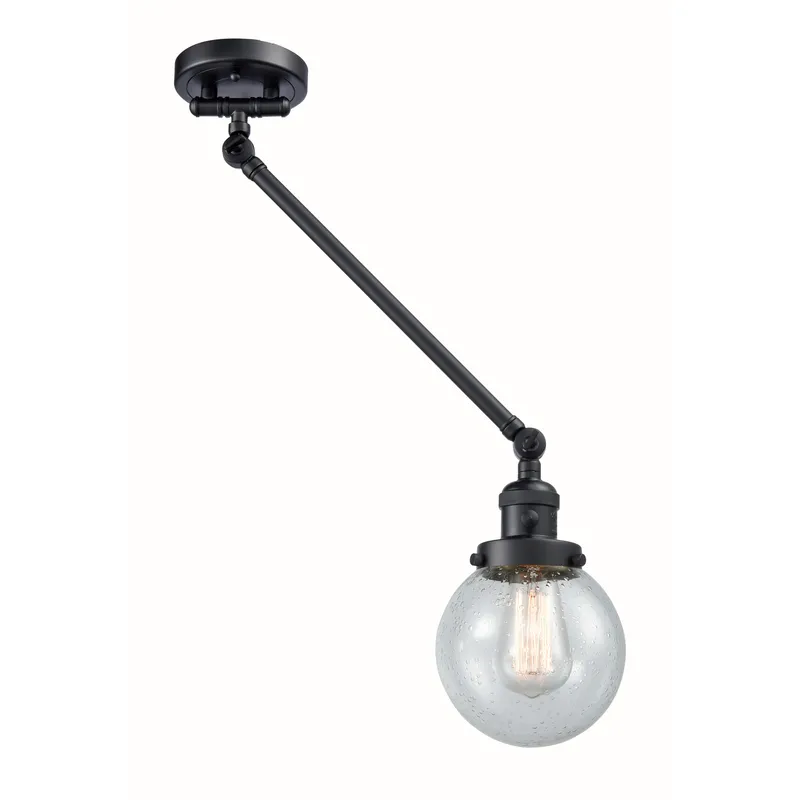 Beacon 21 inch 60.00 watt Matte Black Swing Arm Wall Light, Franklin Restoration