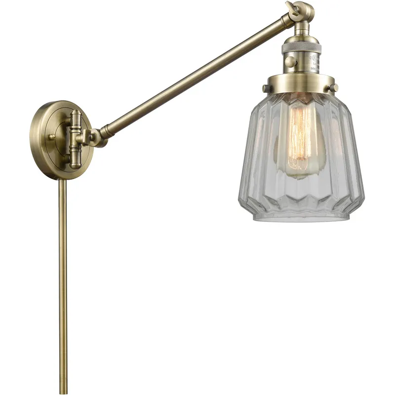 Chatham 35 inch 60.00 watt Antique Brass Swing Arm Wall Light, Franklin Restoration