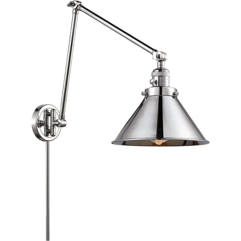 Briarcliff 30 inch 3.50 watt Polished Chrome Swing Arm Wall Light, Franklin Restoration
