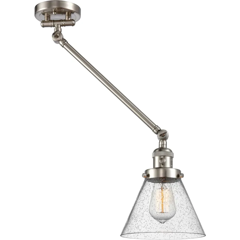 Large Cone 30 inch 60.00 watt Satin Nickel Swing Arm Wall Light, Franklin Restoration