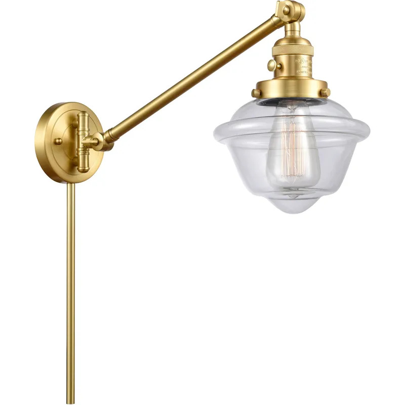 Small Oxford 30 inch 60.00 watt Satin Gold Swing Arm Wall Light, Franklin Restoration