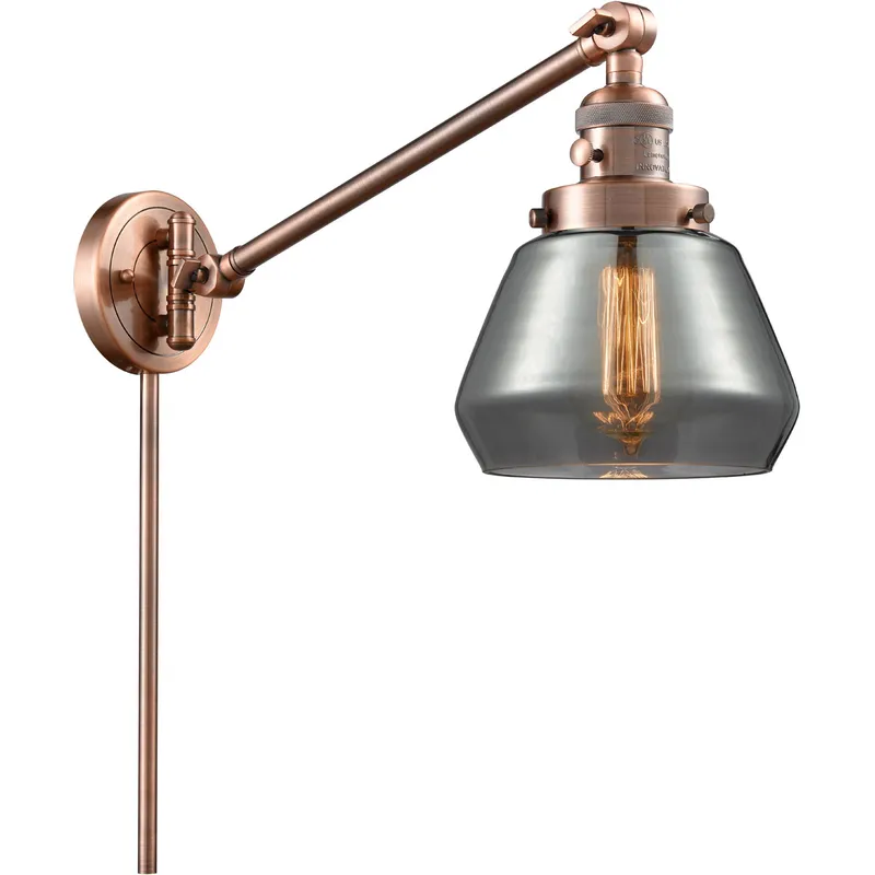 Fulton 35 inch 3.50 watt Antique Copper Swing Arm Wall Light, Franklin Restoration