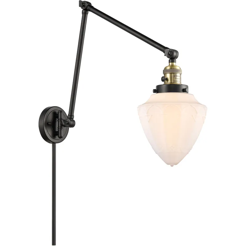 Franklin Restoration Bullet 32 inch 60.00 watt Black Antique Brass Swing Arm Wall Light