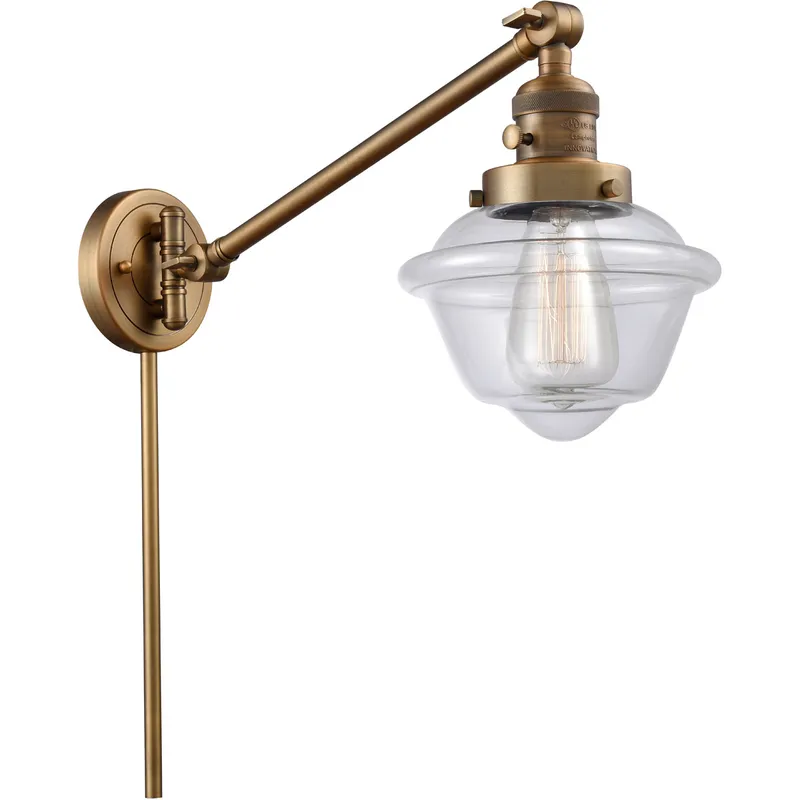 Small Oxford 30 inch 60.00 watt Brushed Brass Swing Arm Wall Light, Franklin Restoration