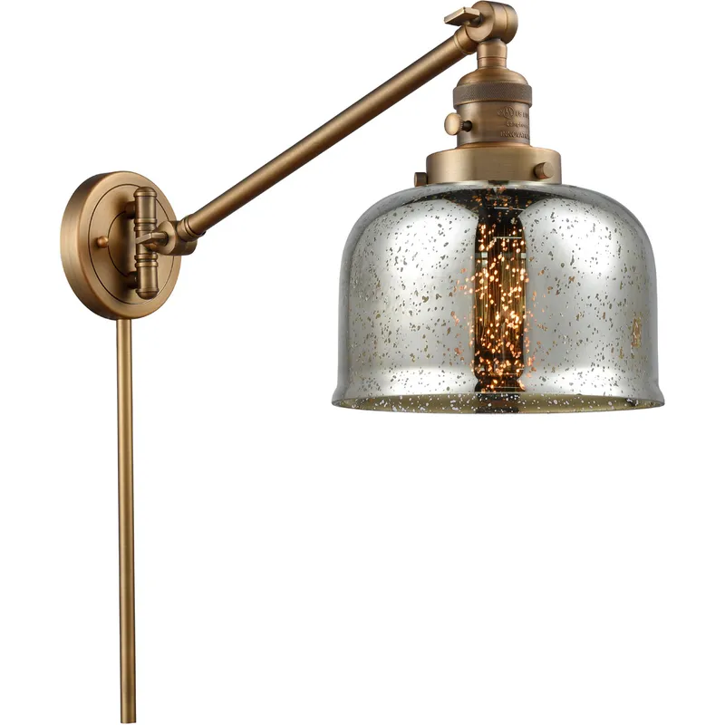 Large Bell 30 inch 60.00 watt Brushed Brass Swing Arm Wall Light, Franklin Restoration