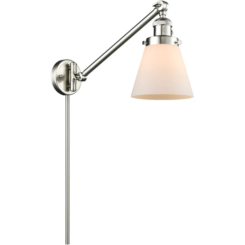 Small Cone 21 inch 60.00 watt Satin Nickel Swing Arm Wall Light, Franklin Restoration