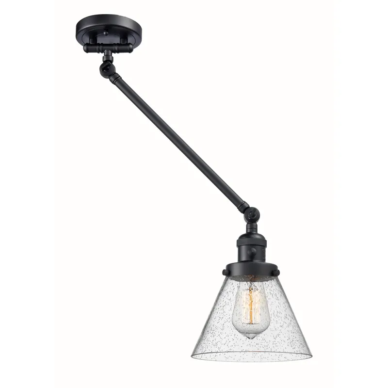 Large Cone 30 inch 60.00 watt Matte Black Swing Arm Wall Light, Franklin Restoration