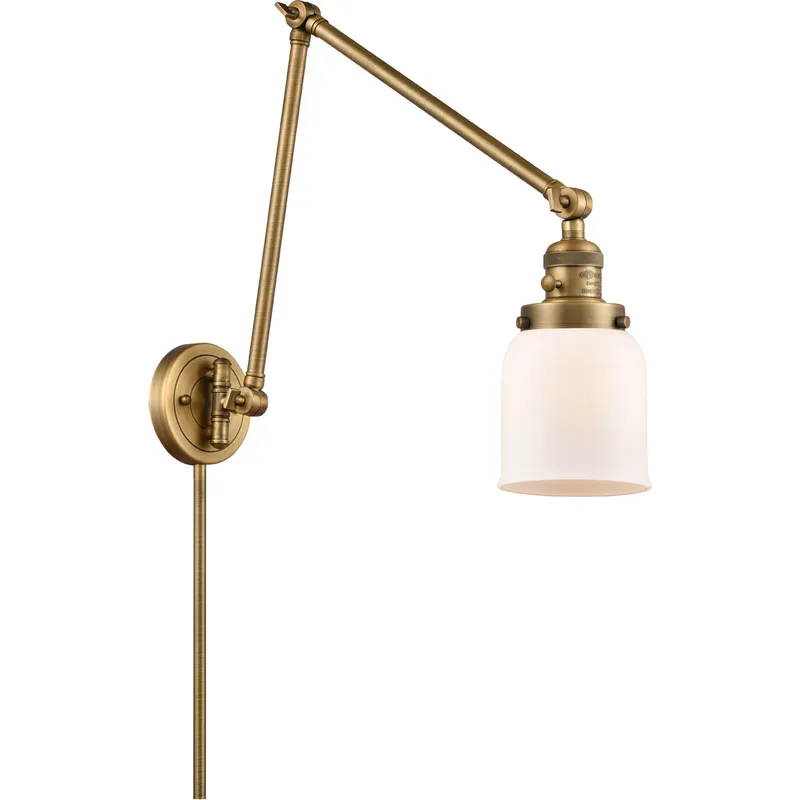 Small Bell 30 inch 60.00 watt Brushed Brass Swing Arm Wall Light, Franklin Restoration