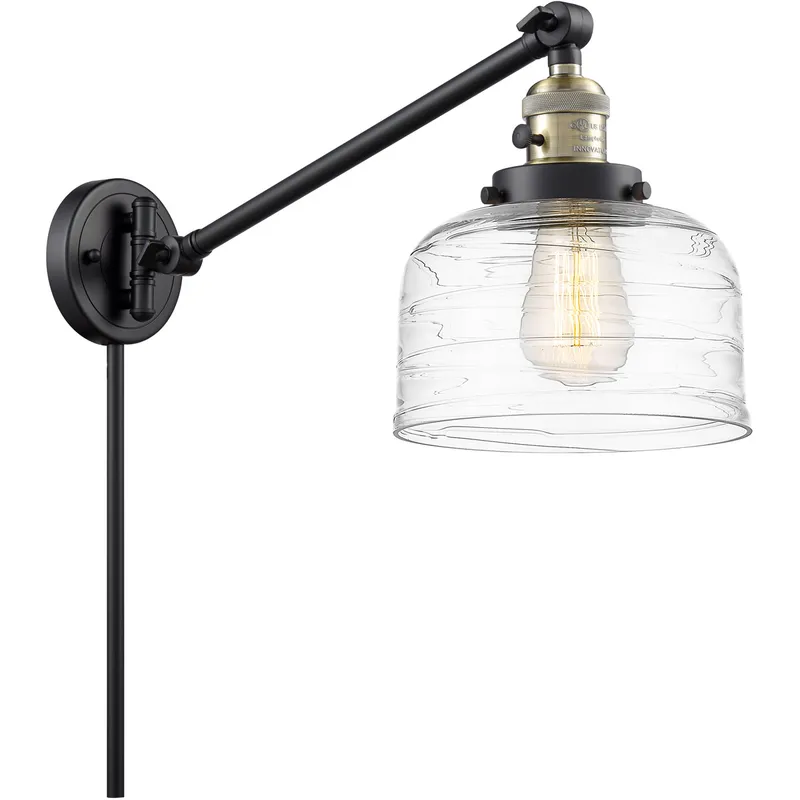 Franklin Restoration Bell 21 inch 60.00 watt Black Antique Brass Swing Arm Wall Light