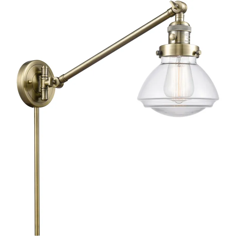 Olean 18 inch 60.00 watt Antique Brass Swing Arm Wall Light, Franklin Restoration