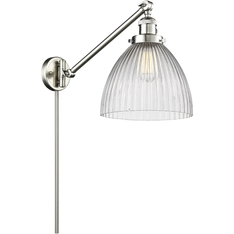 Seneca Falls 18 inch 60.00 watt Satin Nickel Swing Arm Wall Light, Franklin Restoration