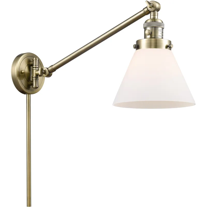 Large Cone 30 inch 60.00 watt Antique Brass Swing Arm Wall Light, Franklin Restoration