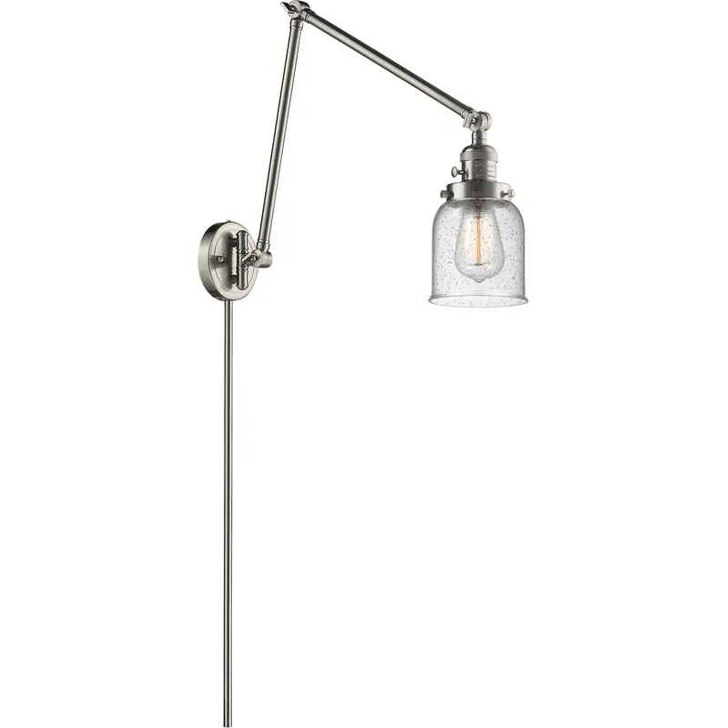 Small Bell 30 inch 60.00 watt Satin Nickel Swing Arm Wall Light, Franklin Restoration