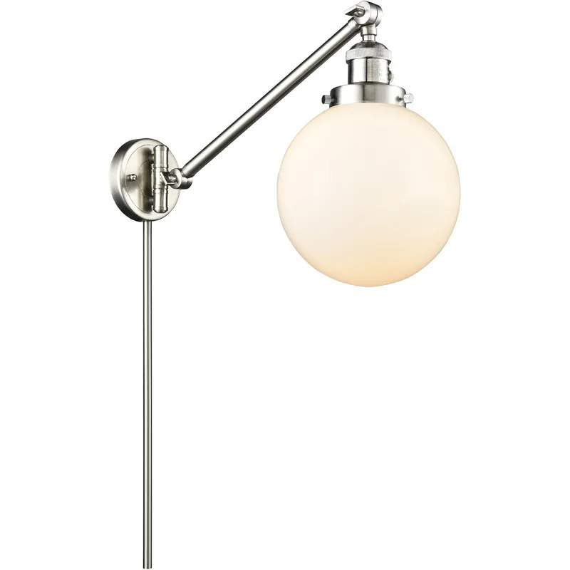 Large Beacon 21 inch 60.00 watt Satin Nickel Swing Arm Wall Light, Franklin Restoration
