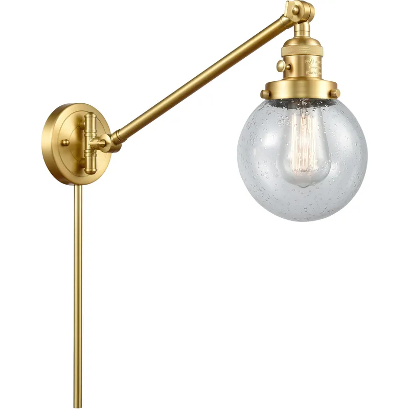 Beacon 21 inch 60.00 watt Satin Gold Swing Arm Wall Light, Franklin Restoration