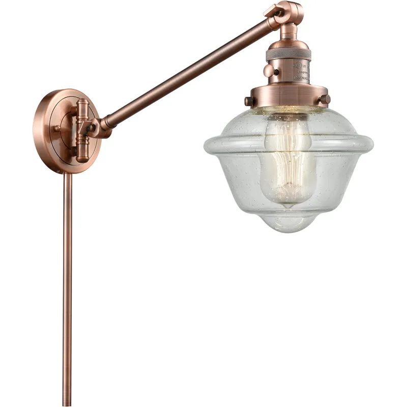 Small Oxford 30 inch 60.00 watt Antique Copper Swing Arm Wall Light, Franklin Restoration