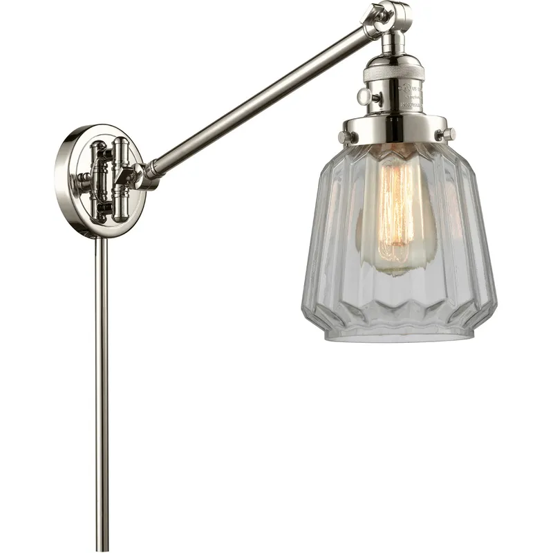 Chatham 35 inch 60.00 watt Polished Nickel Swing Arm Wall Light, Franklin Restoration