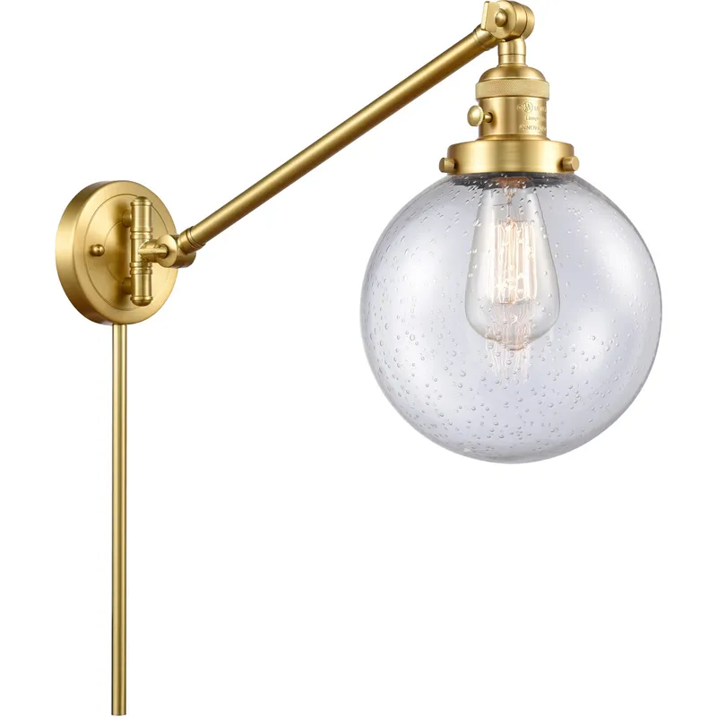 Large Beacon 21 inch 60.00 watt Satin Gold Swing Arm Wall Light, Franklin Restoration