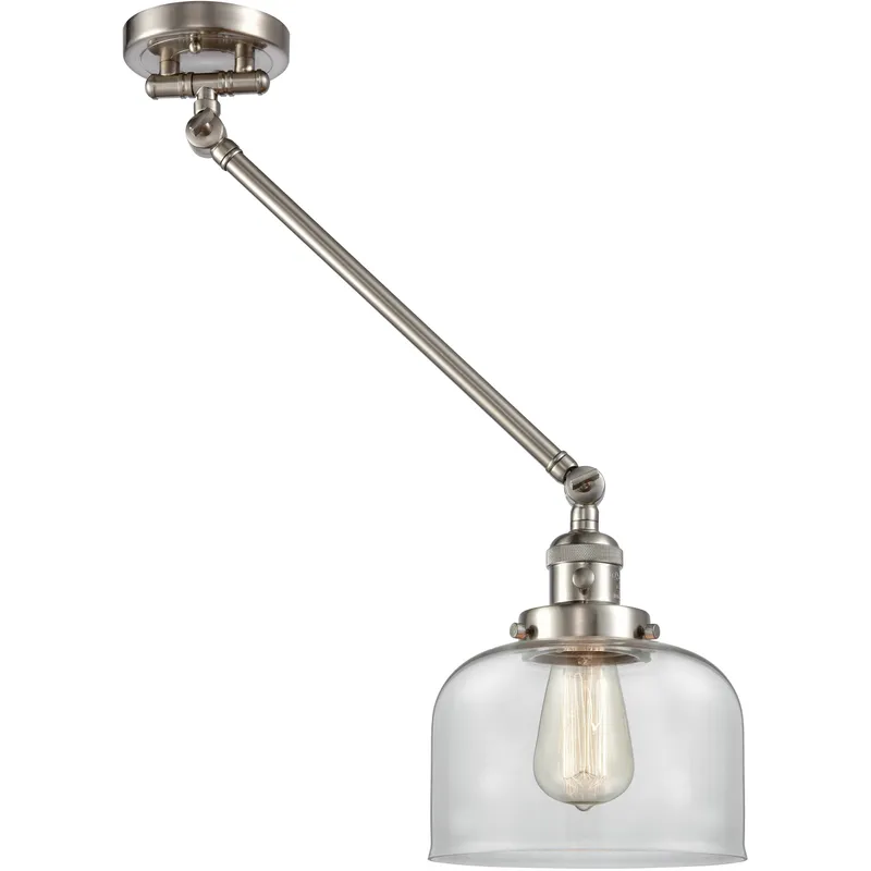 Large Bell 21 inch 60.00 watt Satin Nickel Swing Arm Wall Light, Franklin Restoration