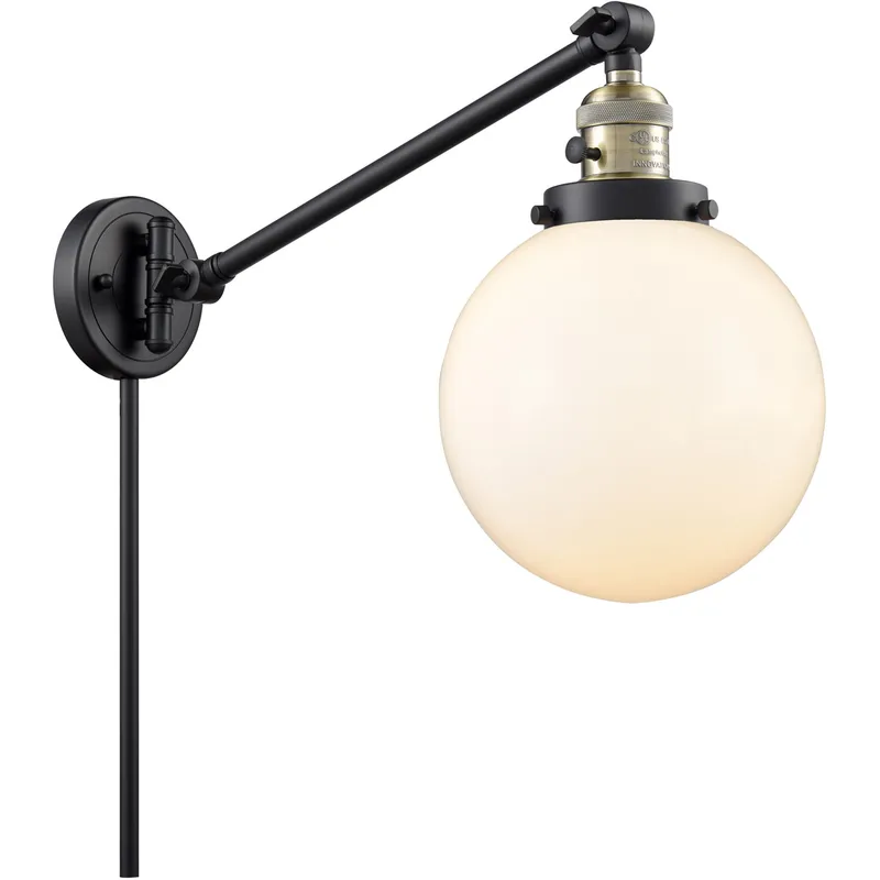 Large Beacon 21 inch 60.00 watt Black Antique Brass Swing Arm Wall Light, Franklin Restoration