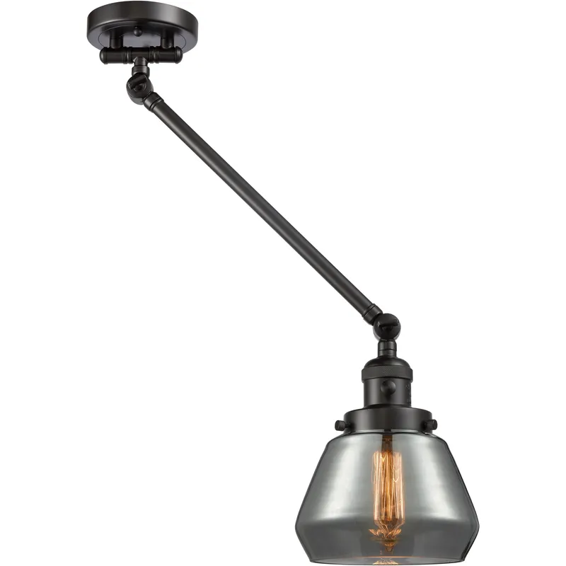 Fulton 35 inch 60 watt Oil Rubbed Bronze Swing Arm Wall Light in Light Smoke Glass, Franklin Restoration