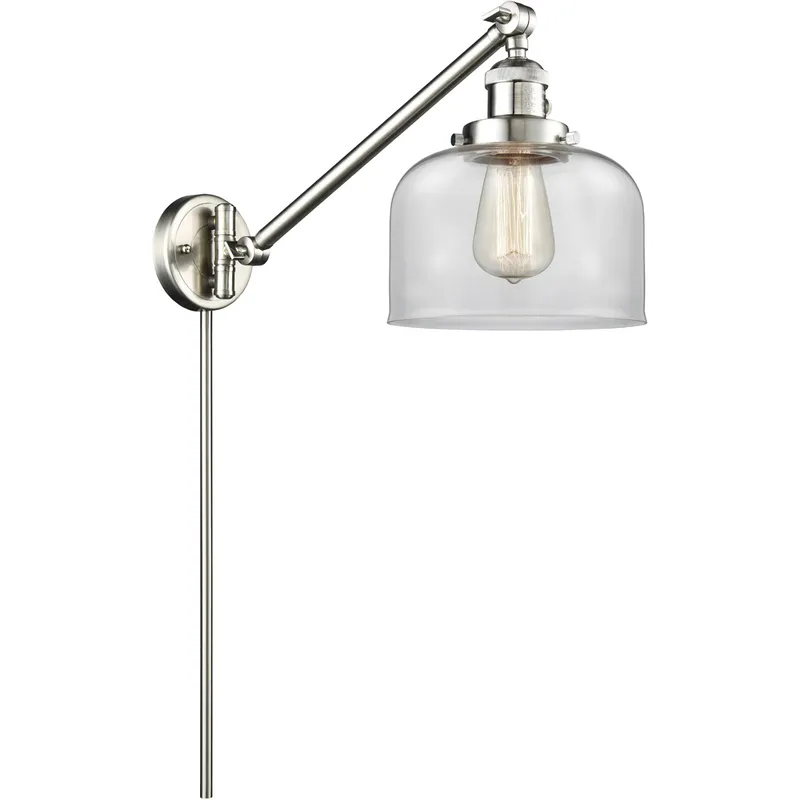 Large Bell 21 inch 3.50 watt Satin Nickel Swing Arm Wall Light, Franklin Restoration